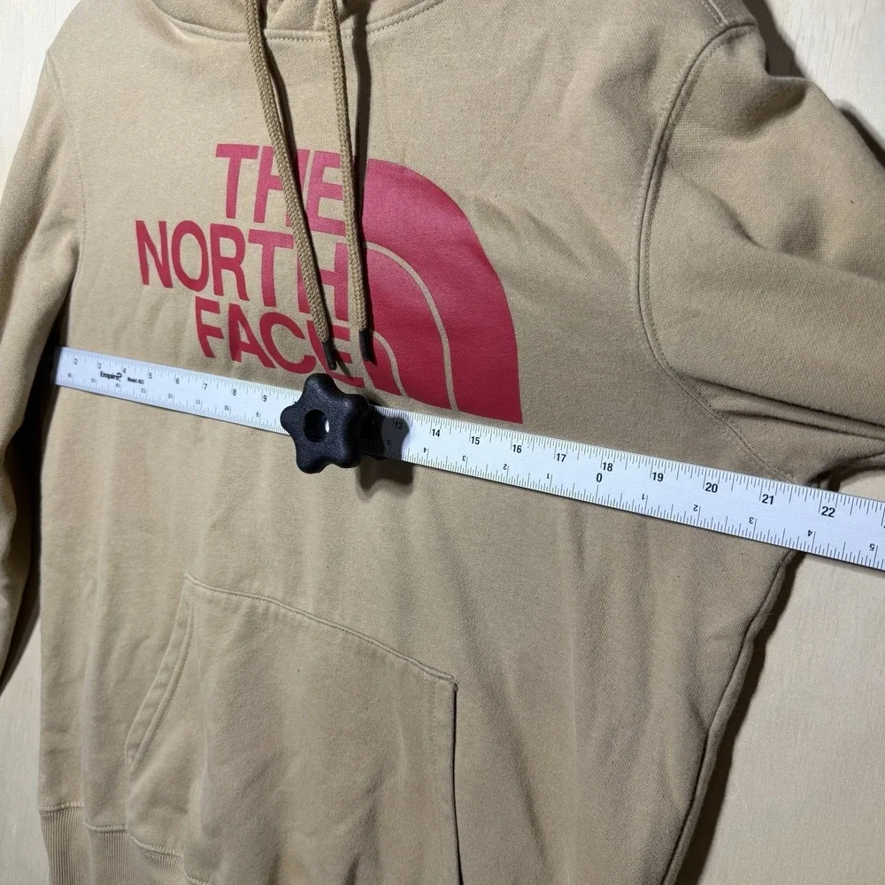The‎ North Face Hoodie Mens Medium Tan Pink Logo Pullover Sweatshirt Casual